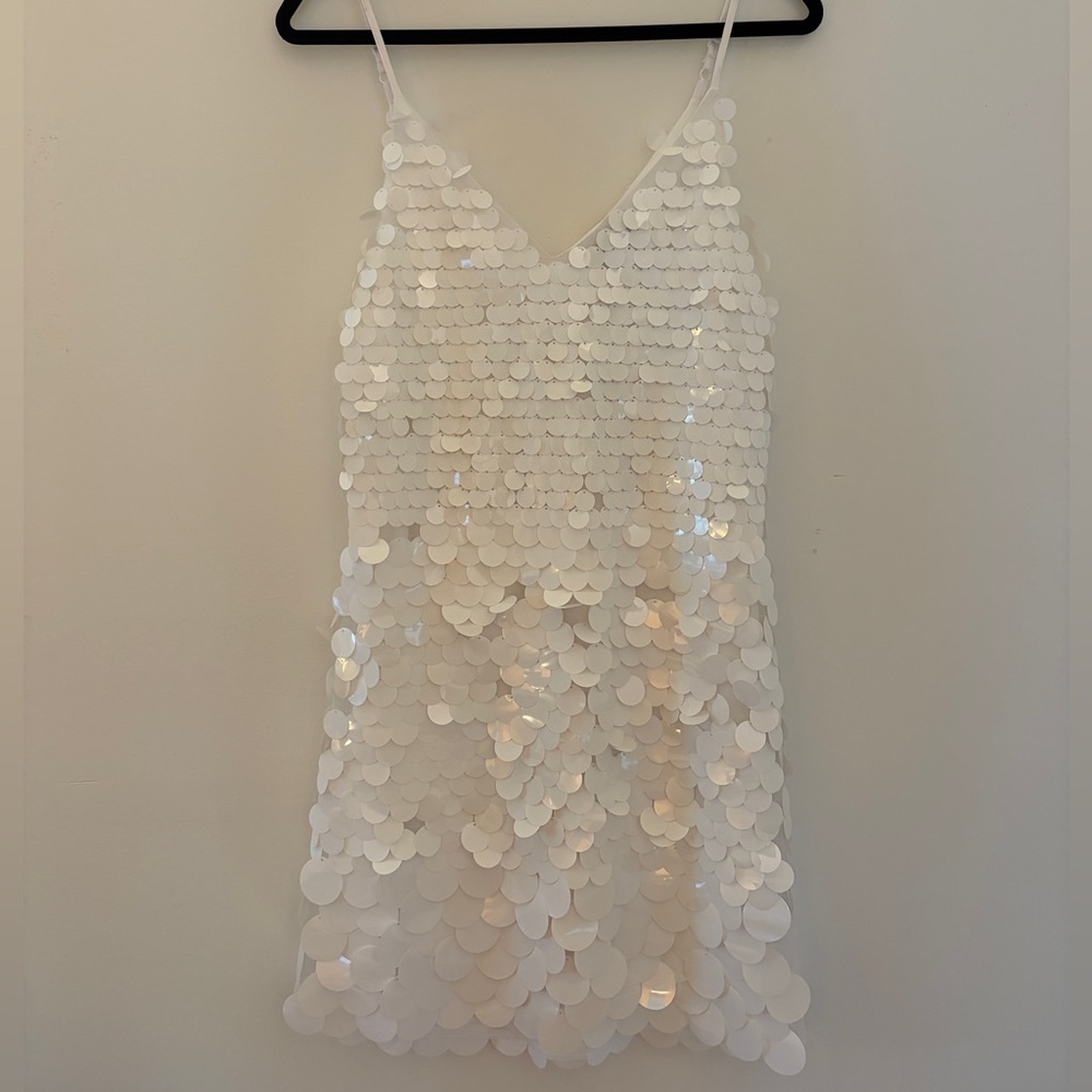 White Sequin Mini Dress